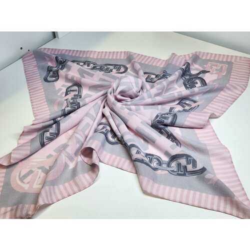 Платок , 100х100 см, розовый, серый