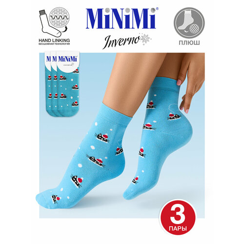 фото Носки minimi, 3 пары, размер 0 (uni), голубой