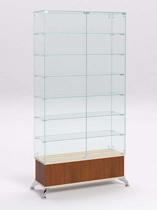 Витрина стеклянная "примавера подиум классик" №35 (с дверками, задняя стенка - стекло), Вишня 90 x 30 x 180 см