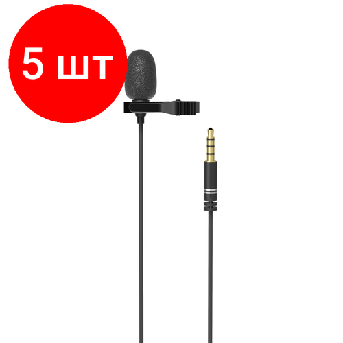 Комплект 5 штук Микрофон RITMIX RCM-110 Black петличный всенапр кабель 2м Jack 35 260000₽