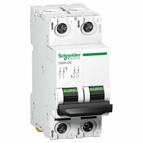 Schneider Electric Acti 9 C60H-DC Автоматический выключатель 2P 50А (C) 500В DC(A9N61538)