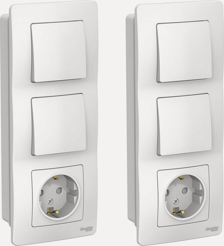 Изображение товара Блок Systeme Electric BLANCA BLNBS101101 розетка + 2 выключателя белый (комплект из 2 шт)