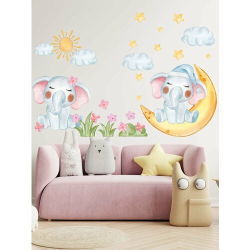 Наклейка на стену интерьерная слоники