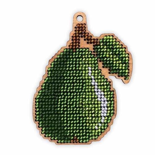 Набор для вышивания бисером на дереве Зеленая груша - Подарки из Леса - 7х9 см. Серия Фрукты набор для вышивания бисером на дереве аметистовое пасхальное яйцо с мимозой подарки из леса 7х8 см