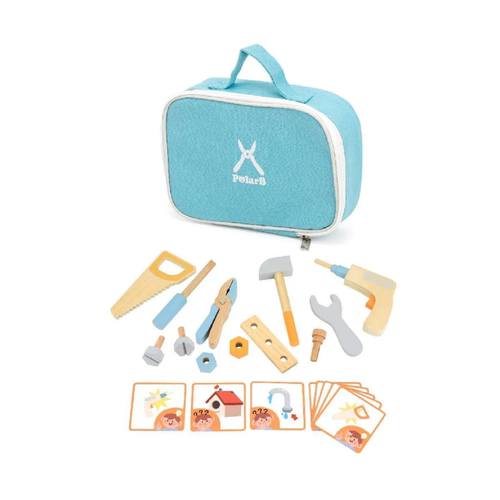Набор строительных инструментов PolarB, 13 предм, в голубой сумочке 44204