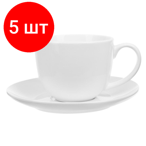 Комплект 5 штук, Чайная пара Tvist Ivory 300мл фарфор, белый, фк4016
