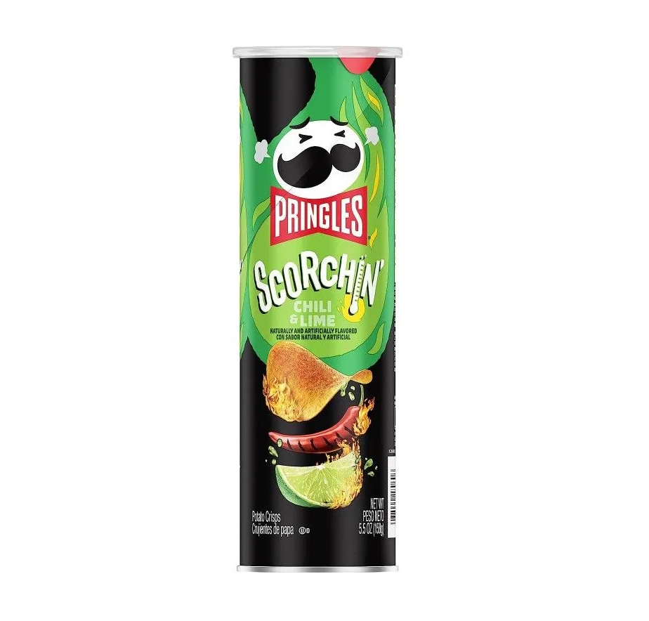 Чипсы Pringles Scorchin Extra Hot Chili Lime (острый Чили и Лайм) 158 гр.