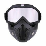 Мотоочки для кроссового шлема, питбайка, снегохода, сноуборда / маска горнолыжная, спортивная, защитная, тактическая цвет: черный, линза: хром