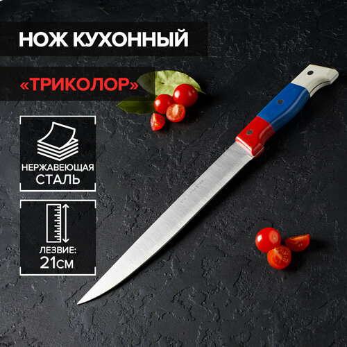 Нож кухонный Доляна «Триколор», лезвие 21 см