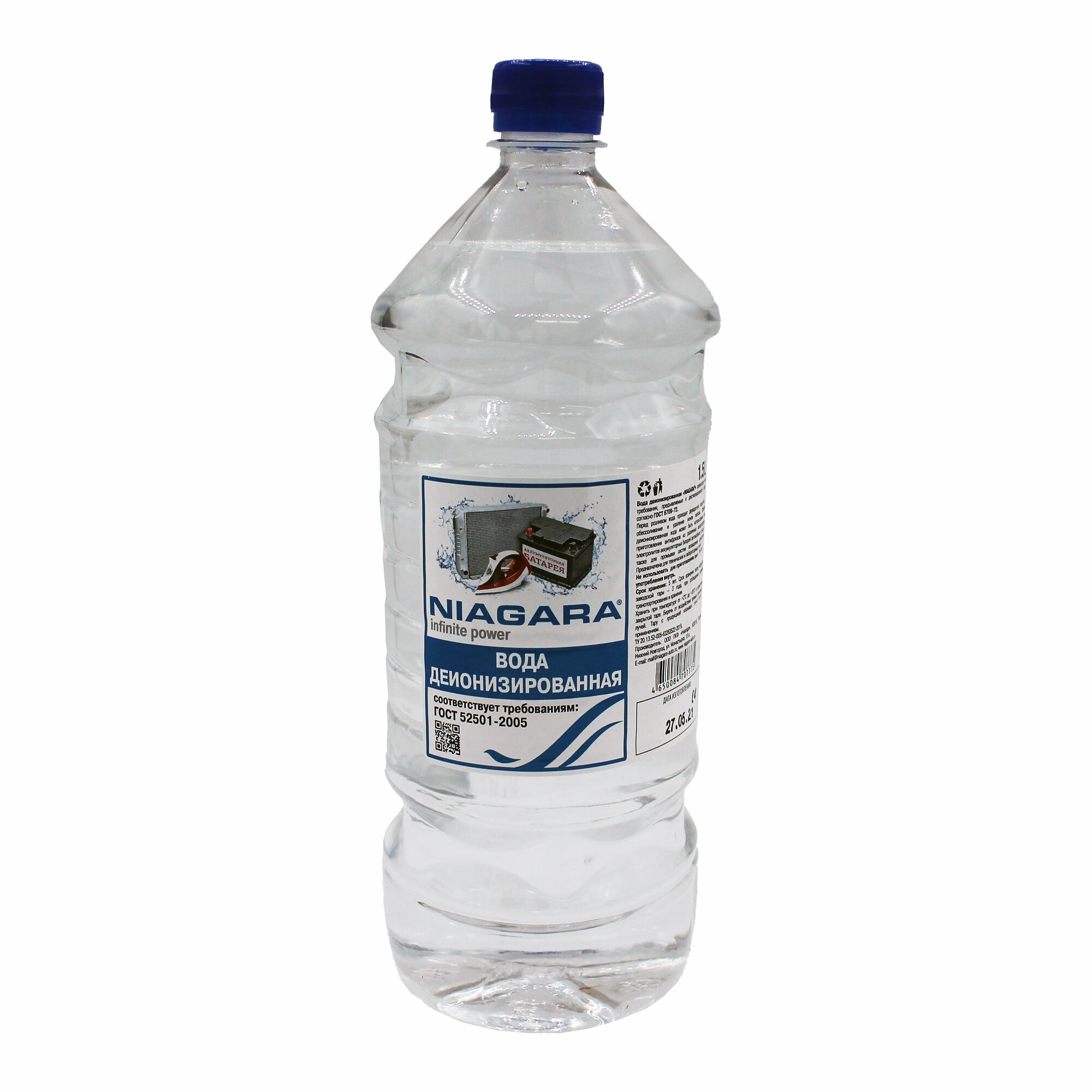 фото Вода деионизированная Niagara для утюгов, радиаторов, АКБ 1,5 л.