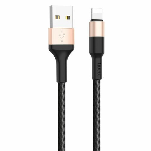 USB кабель HOCO X26 Xpress Lightning 8-pin, 1м, нейлон (черный/золотой)