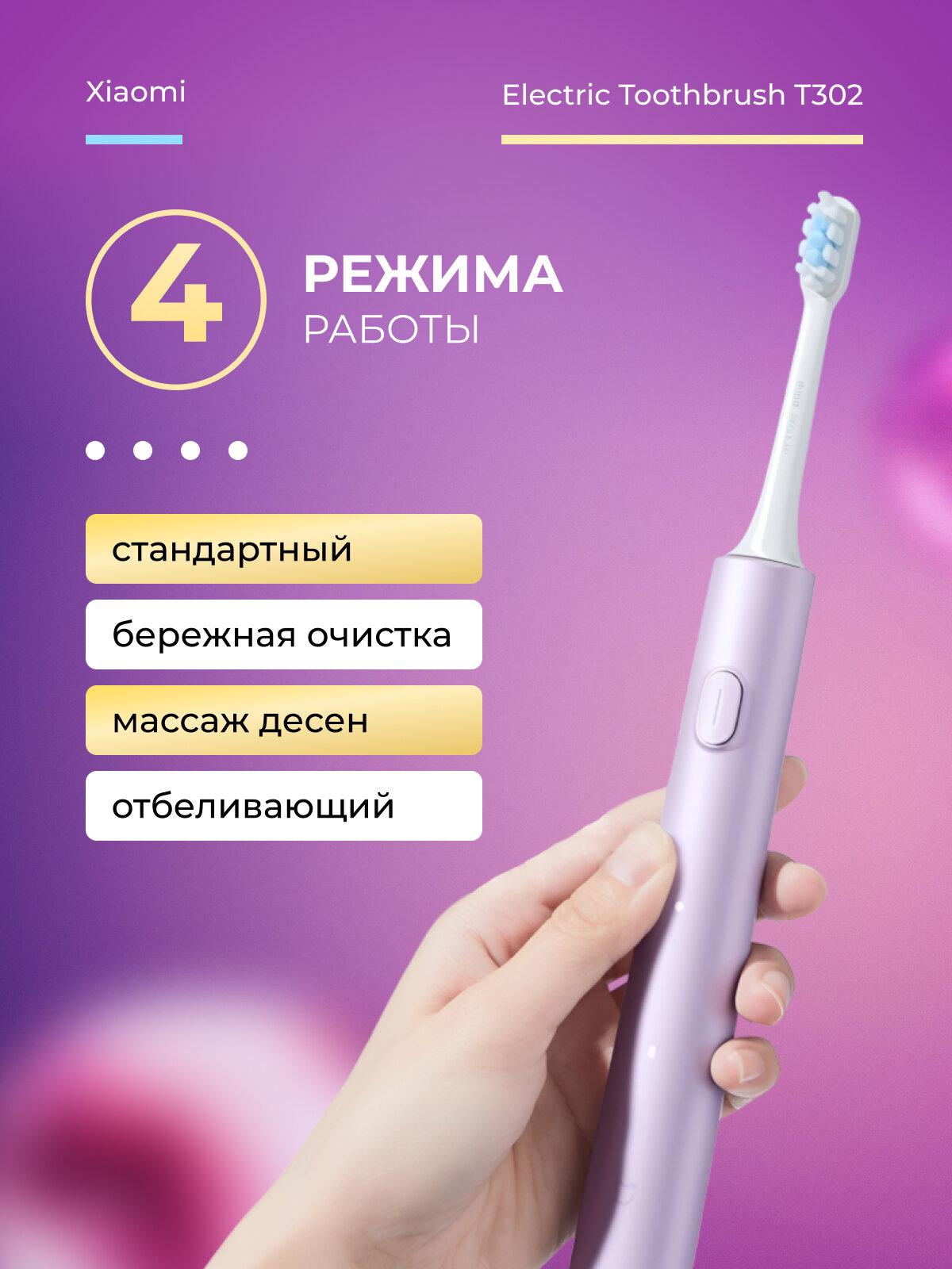 Электрическая зубная щётка Xiaomi Mijia Toothbrush T302 Silver (MES608)