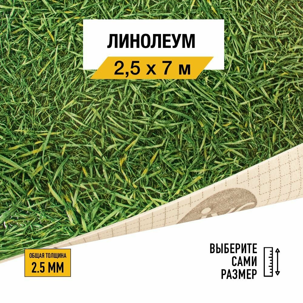 Линолеум напольный на отрез IVC, коллекции Neo, "Grass 025". Бытовой линолеум 2,5х7 м. для пола в рулоне 22 класса