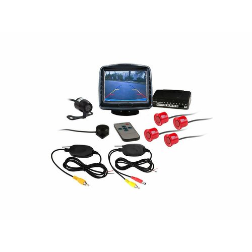 Беспроводной парктроник с камерой MasterPark 602-4-W-RED I33732BE красные датчики парковки с камерой четырьмя датчиками и монитором 11680₽