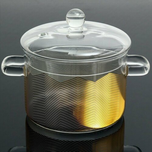 Кастрюля из жаропрочного стекла «Геометрия», 1500 мл бесцветный, прозрачный