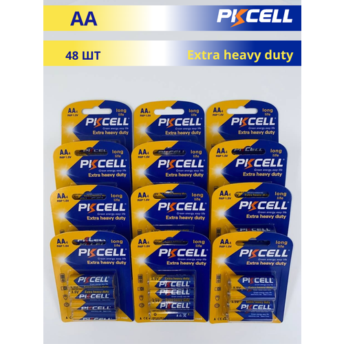 Батарейки PKCELL АА пальчиковые солевые (48 штук)