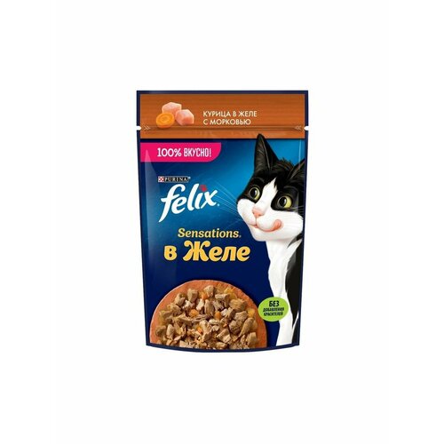 Влажный корм Felix Sensations для кошек, курица/морковь в же