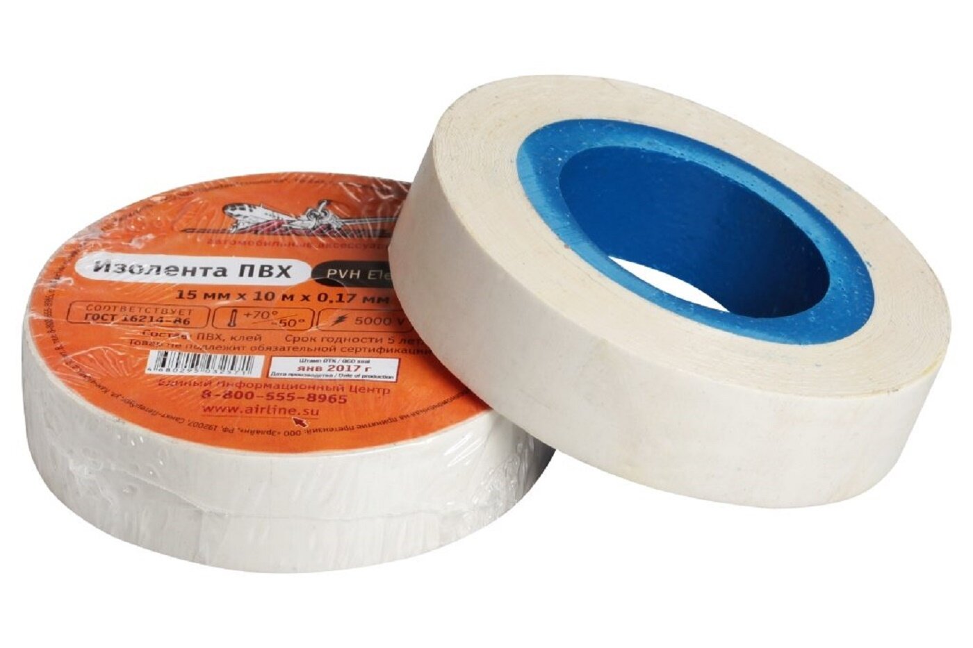 Изолента ПВХ белая 15 мм х10 м AIRLINE