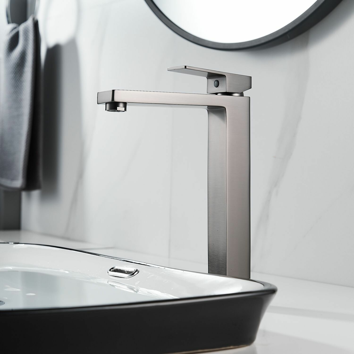 Смеситель для раковины чаши Shevanik S9611T оружейная сталь