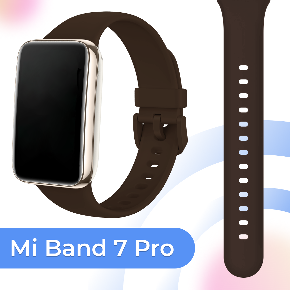 фото Силиконовый ремешок для фитнес браслета Xiaomi Mi Band 7 Pro / Спортивный сменный браслет для смарт часов Сяоми Ми Бэнд 7 Про / Серый