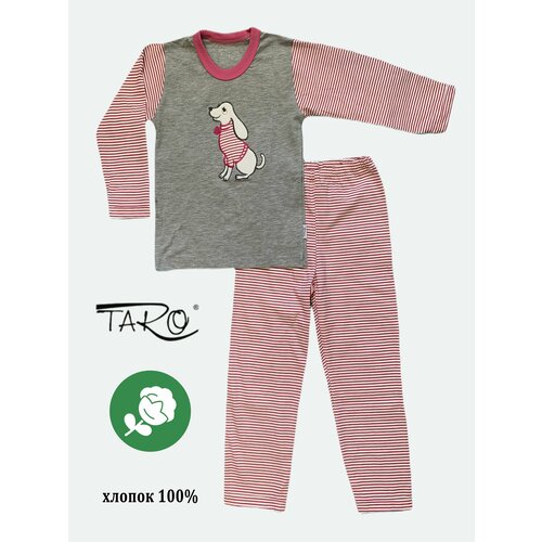 Пижама Taro, размер 104, розовый, серый