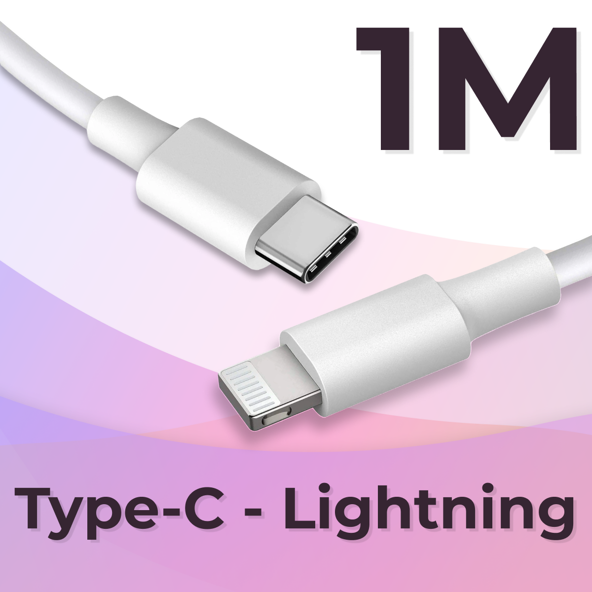 Зарядка для айфона USB Type C / Lightning (1 метр) / Кабель Тайп Си - Лайтнинг на iPhone 8-15 и iPad / Быстрая зарядка, Белый