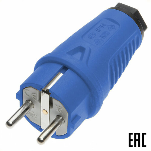 Вилка 0511-bs евр кабельная резиновая синяя IP54 РСЕ