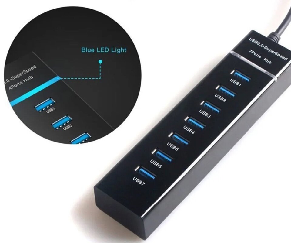 Концентратор USB HUB 7xUSB 20 F в USB 30