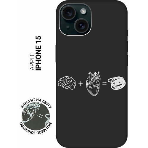 фото Силиконовый чехол на apple iphone 15 / эпл айфон 15 с рисунком "brain plus heart w" soft touch черный slvgo