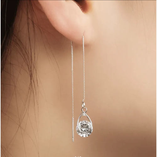 Серьги с подвесками Стайл Групп, искусственный камень, размер 20 мм, серебристый