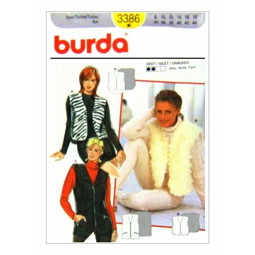 Выкройка Burda 3386 Жилет выкройка burda 9905 свитер