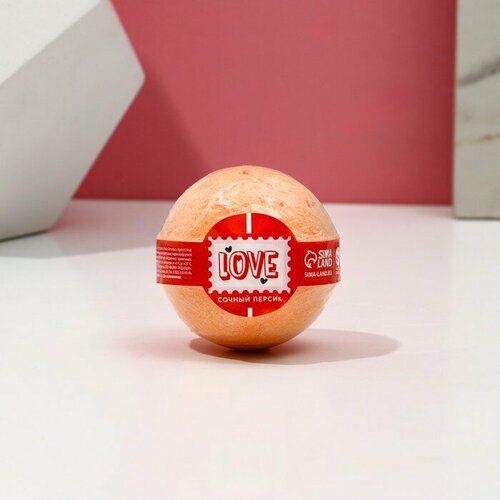 Бомбочка для ванны Love, 130 г, аромат сочного персика, чистое счастье моти вкус белого персика 130 г