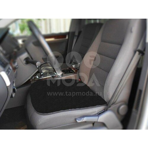 Накидка - сидушка на сиденье нат. мех овечья шерсть 50 х 50 см черная Киров