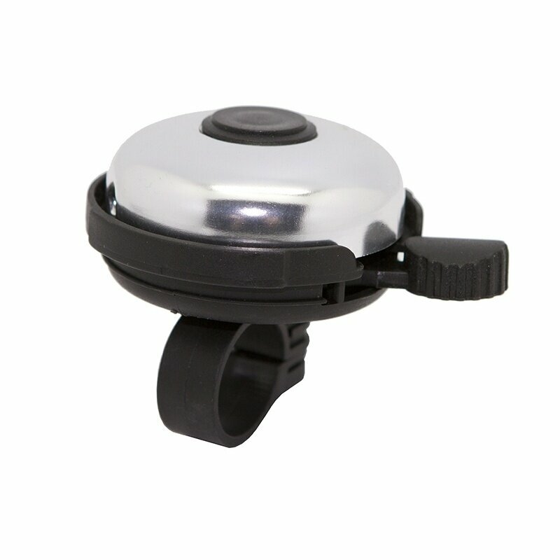 Звонок велосипедный M-Wave, сталь/пластик, 45мм, быстрое крепление, черно-серебристый