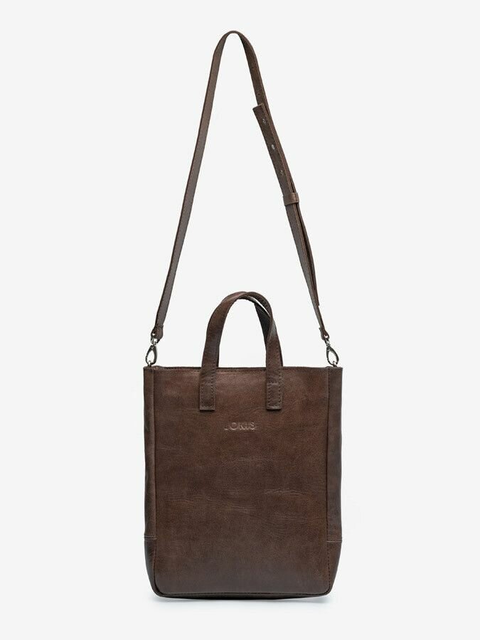Сумка ведро LOKIS LK4m_l_darkbrownzip, фактура гладкая, коричневый
