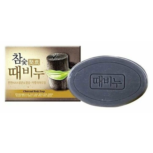 MUKUNGHWA Корейское мыло-скраб для лица и тела отшелушивающее и увлажняющее с древесным углем, 100г