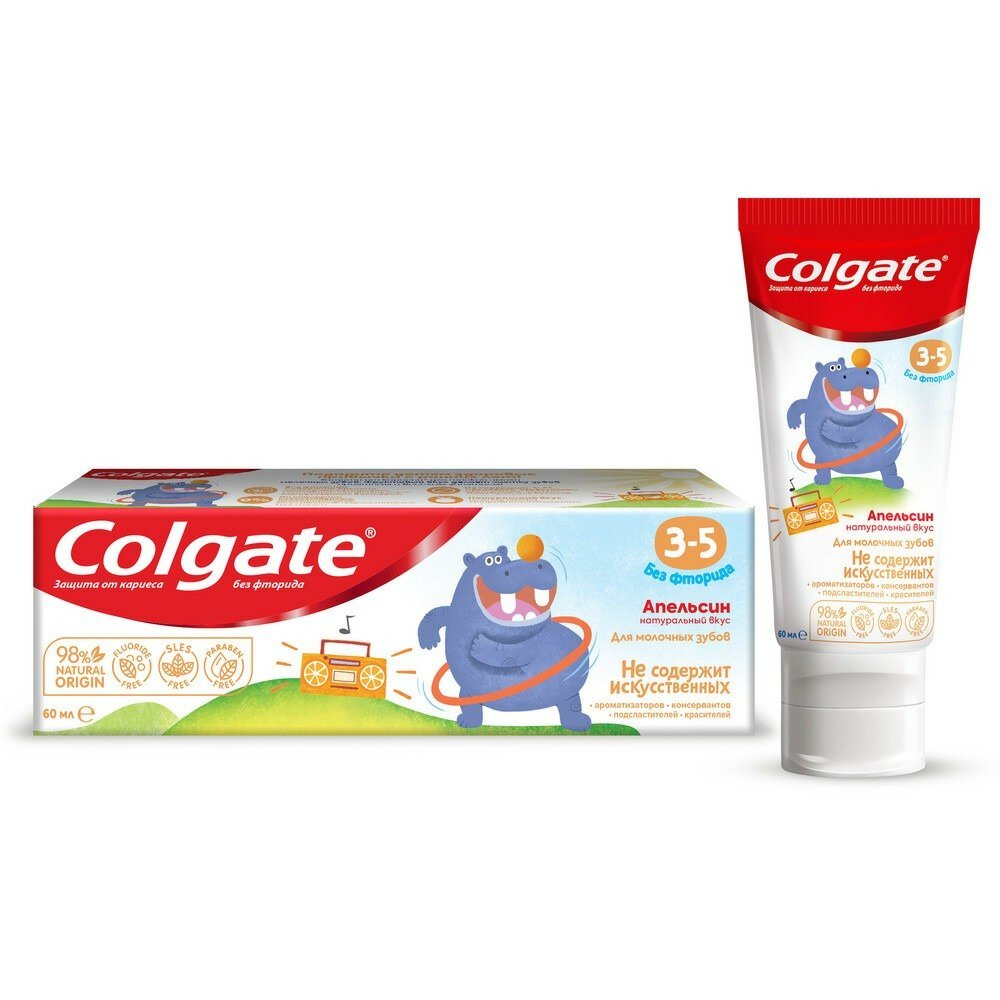 Зубная паста COLGATE Детская апельсин без фтора 3-5лет 60мл 6920354825576