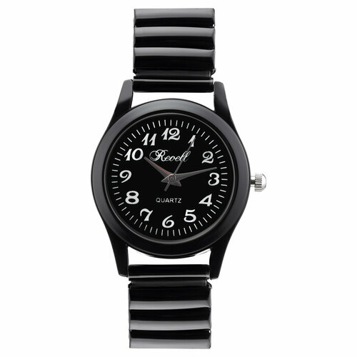 Наручные часы женские, d-2.8 см, ремешок металл, черные, черный