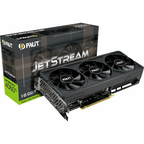 PALIT Видеокарта Palit PCI-E 40 RTX4060Ti JETSTREAM NVIDIA GeForce RTX 4060TI 16Gb 128bit GDDR6 231018000 HDMIx1 DPx3 HDCP Ret NE6406T019T1-1061J 5432000₽