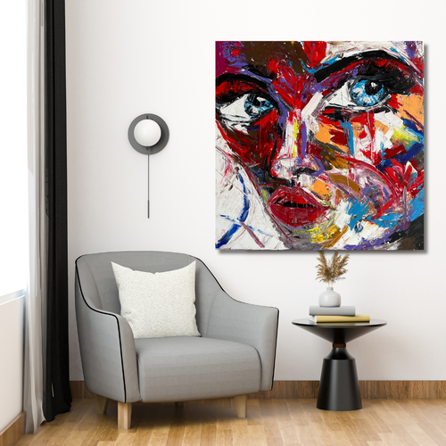 Картина для интерьера ручная работа масло «Лицо» 60х60см