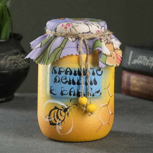 фото Копилка "Банка" желтая, 9х9х15см