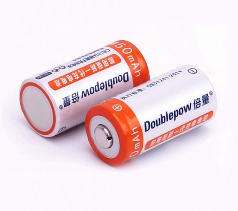 Литий-ионная аккумуляторная батарея Doublepow 16340 (RCR123) 30В 450 мАч (2 шт)
