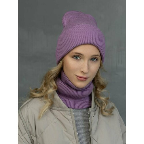 фото Шапка комплект шапка со снудом, размер 50/62, фиолетовый berso
