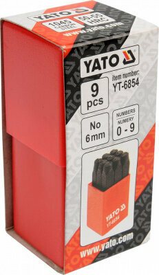 Клейма цифровые YATO 9 предметов 6 углеродистая сталь 1045CS 50-55 HRC YT-6854