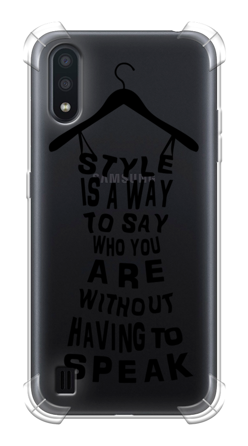Противоударный силиконовый чехол на Samsung Galaxy A01 / Самсунг Гэлакси А01 с рисунком Style is a way black