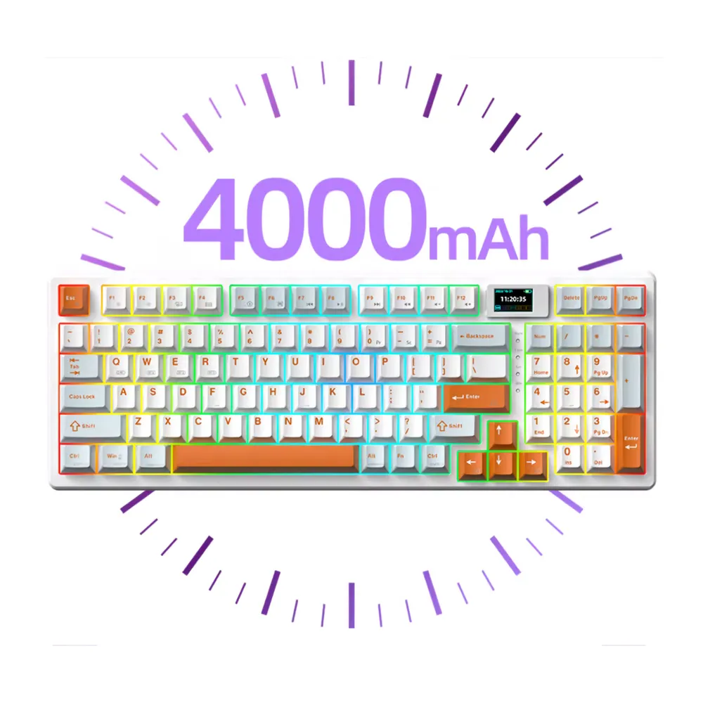 Механическая клавиатура Monka 3098 White and Orange 98% Беспроводная Gasket RGB