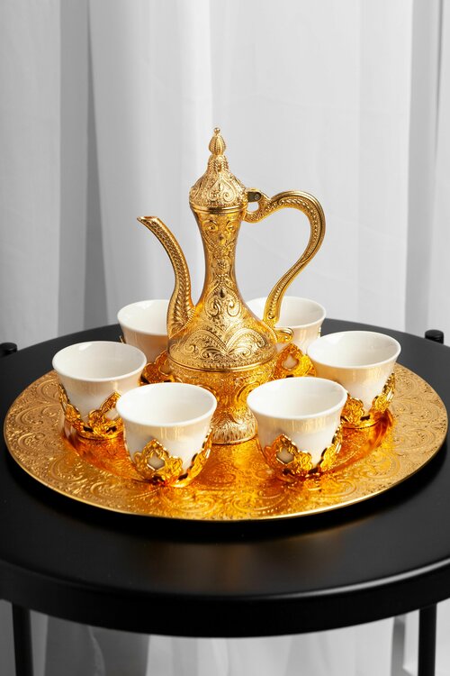 Сервиз чайный подарочный с чайником золото на 6 персон