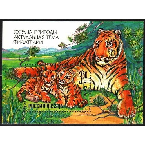 Почтовые марки России. 1992 год. № 4. Фауна. Охрана природы - актуальная тема филателии. Блок почтовые марки ссср 1990г охрана природы актуальная тема филателии животные фауна млекопитающие окружающая среда птицы филателия цапли mnh