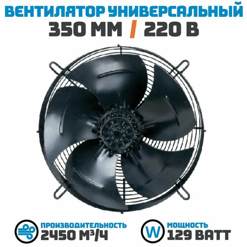 Вентилятор осевой 350 мм YWF4E-350В-102/34 / 220 В, 129 Ватт. Поток: нагнетание (на радиатор) в комплекте с защитной решеткой. вентилятор era storm ywf4e 350