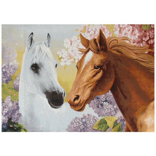 Картина Гобелен лен 100% Пара лошадей 50Х70